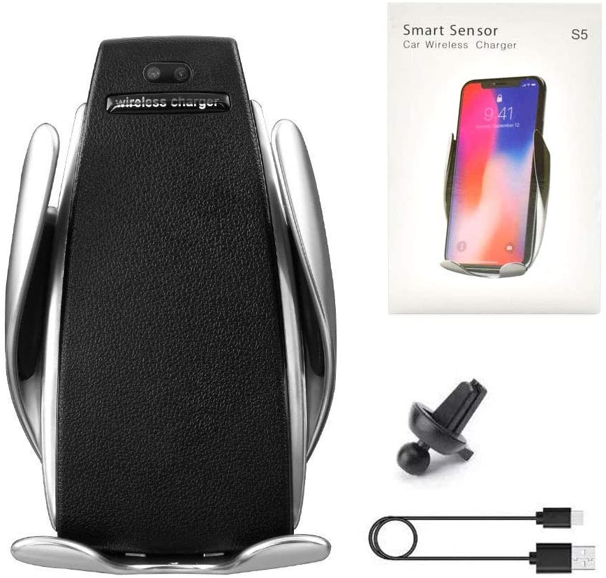 Carregador Veicular por Indução com Movimento Automático Suporte Qi Smart Sensor Wireless Charger S5 - Imagem 4