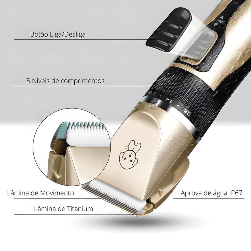 Máquina de Tosa - Aparador de Pelos Profissional sem Fio para Pet - Imagem 3