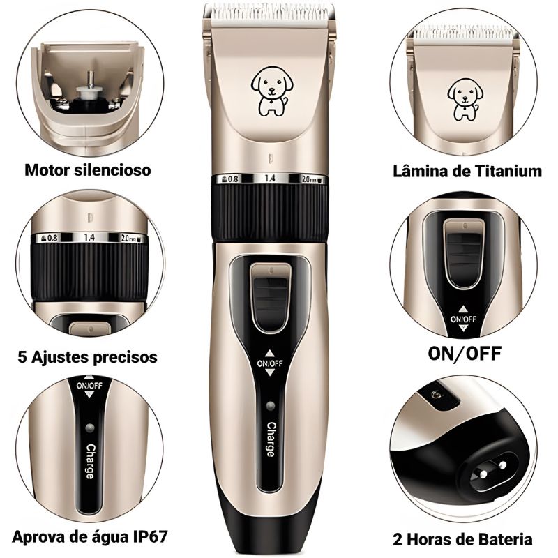 Máquina de Tosa - Aparador de Pelos Profissional sem Fio para Pet - Imagem 4
