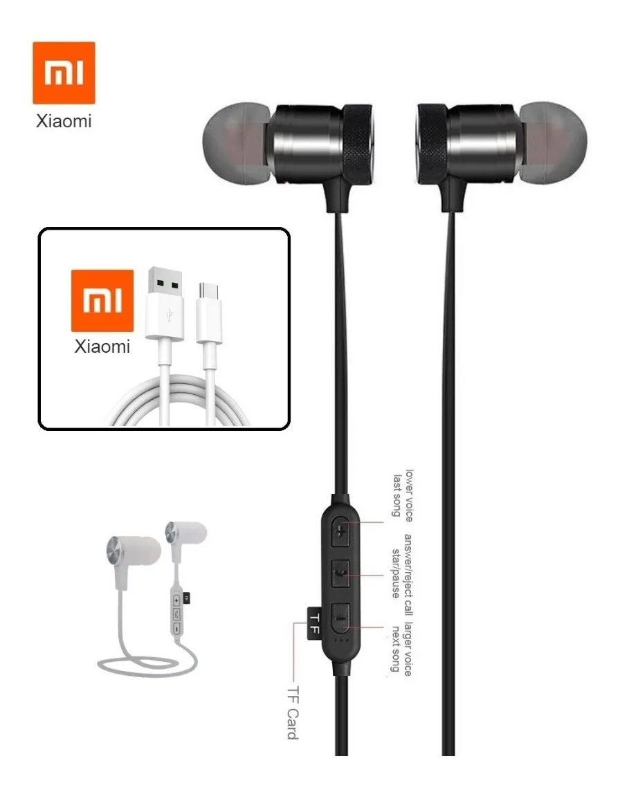 Fone de Ouvido Headset Xiaomi Mi-8 Wireless Sports Com Cabo V8 Turbo - Imagem 2