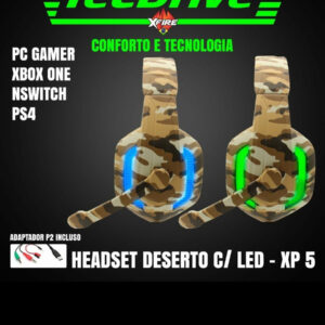 Fone de Ouvido Melhor Headset Gamer P2 para PC, PS4, Xbox One com LED TecDrive XP-5
